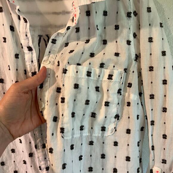 Maeve X Anthropologie White Embroidered Button Front Lightweight Shirt Size 10 - Picture 9 of 15
